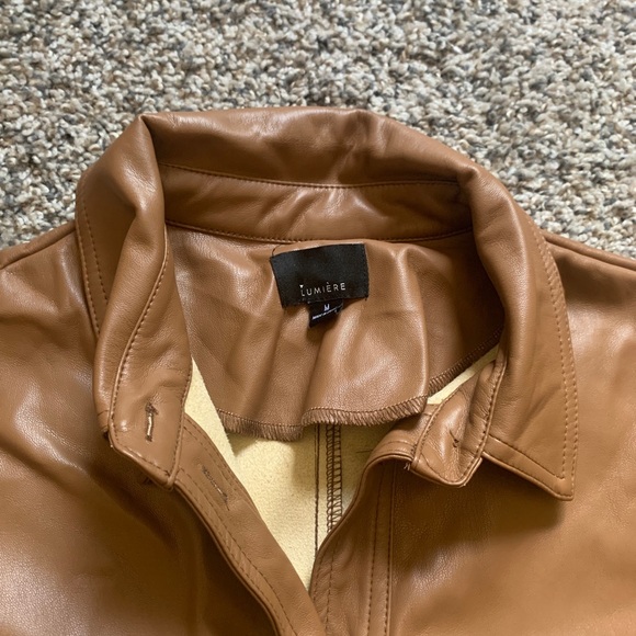 Lumiere Tan Faux Leather Women's Jacket - Picture 3 of 5